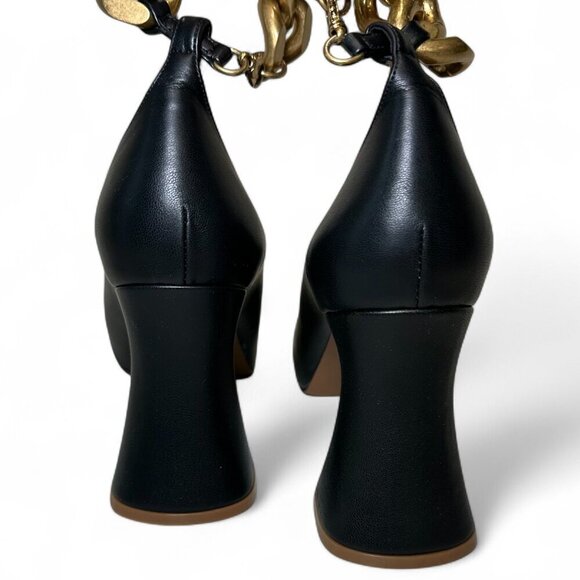 STELLA MCCARTNEY Groove Gold Chain Ankle Strap Pumps, Black, EU 38.5 NWT - Picture 7 of 16